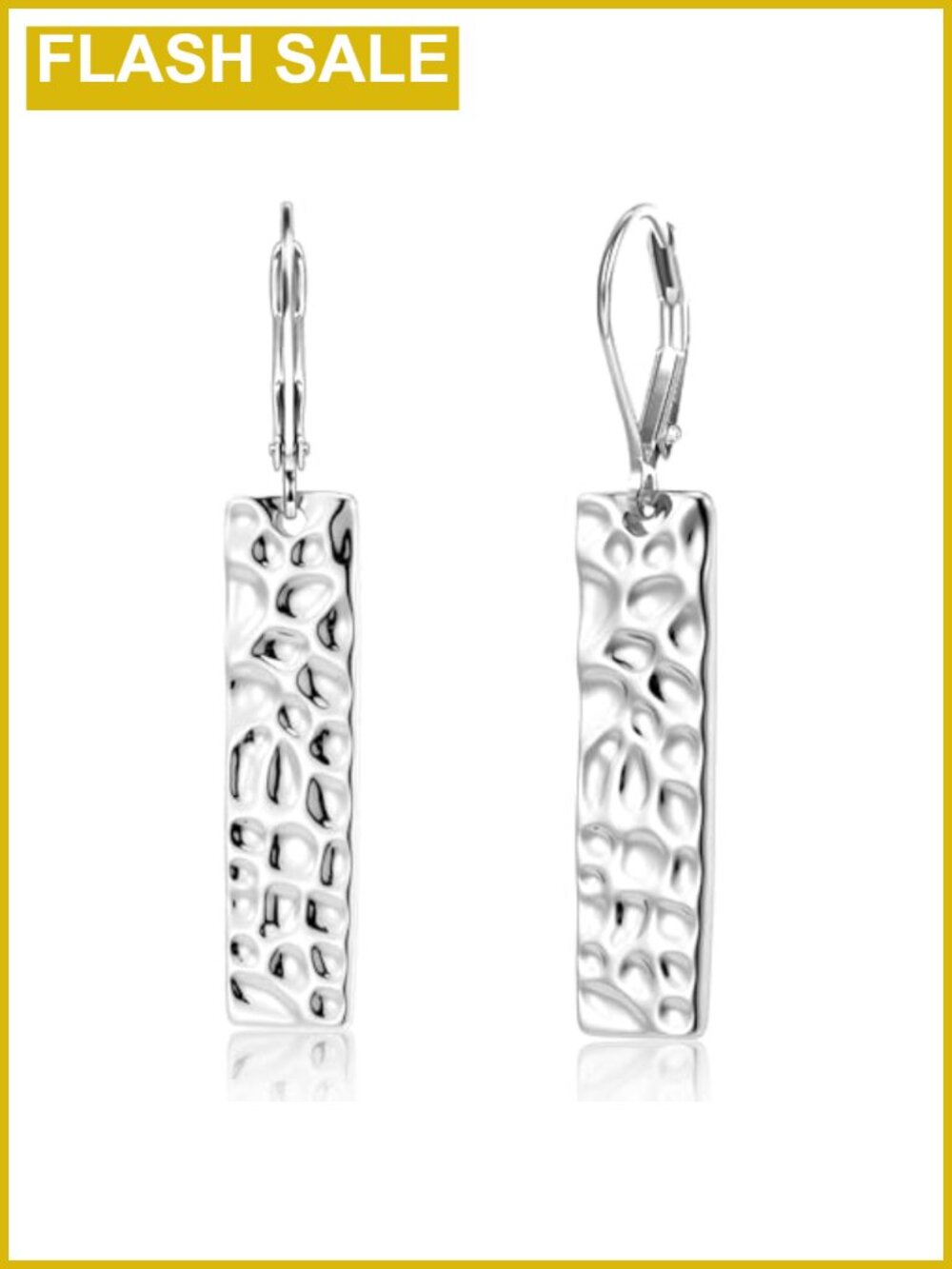 Sterling Silver Hammered Dangle Earrings Leverback Drop Minimalist